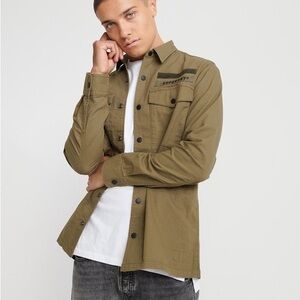 Superdry Utility Field Edition Long Sleeved Shirt Mens Size Large Military Green